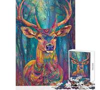 Jigsaw Puzzle 1000 Piece for Teenagers Vibrant Deer Art Adult Jigsaw Puzzle Toy Wall Decor Difficult Hard Deal As Gifts for The Whole Family (Size 38x26cm)