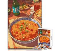 Jigsaw Puzzle 1000 Piece for Teenagers Vibrant Food Feast Illustration Challenging Game Toys A Work of Art Birthday Gifts Size 38x52cm