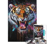 Jigsaw Puzzle 1000 Piece for Teenagers Vibrant Tiger Roar Hands-on Game Learning Educational Toys Birthday Gifts Difficult Hard (size 75x50cm)