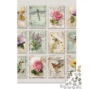Jigsaw Puzzle 1000 Piece for Teenagers Vintage Floral Postage Stamps Jigsaw for Adults Hands-on Game Wall Decoration Deal As Gifts for The Whole Family 70x50cm/1000pcs