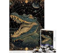 Jigsaw Puzzle 1000 Piece for Teenagers Water Crocodile Tarot Card Jigsaw 1000 Piece Hands-on Game Gifts for Women Men Wall Decoration (38x26cm)