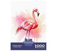 Jigsaw Puzzle 1000 Piece for Teenagers Watercolor Flamingo with Pink Splashes Jigsaw for Adults Relax Games For Family Fun Deal As Gifts for The Whole Family 52x38cm/1000pcs