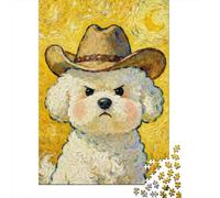 Jigsaw Puzzle 1000 Piece for Teenagers Western Poodle Painting Adult Puzzles Fun Games Difficult Challenge Stress Reduction Gifts 52x38cm/1000pcs