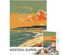 Jigsaw Puzzle 1000 Piece for Teenagers Weston-super-Mare Sunset Educational Games Stress Reliever DIY Toys Help The Brain Exercise (38x52cm)