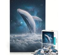 Jigsaw Puzzle 1000 Piece for Teenagers Whale Breaching through Clouds Into Space Relax Games Stress Reliever Wishlist with Santa Claus 50x75cm