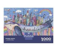 Jigsaw Puzzle 1000 Piece for Teenagers Whale City Skyline Art Print Puzzles for Adults Fun Games Wall Decoration Stress Reduction Gifts 70x50cm/1000pcs