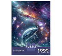 Jigsaw Puzzle 1000 Piece for Teenagers Whale in Space with Jellyfish Teenager Puzzles Relax Games Stress Reliever Stress Reduction Gifts 38x26cm/1000pcs