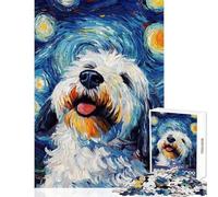 Jigsaw Puzzle 1000 Piece for Teenagers Whimsical Whiskers Starry Night Dog Puzzle for Adults Family Games Pattern Assembly Deal As Gifts for The Whole Family (Size 38x26cm)