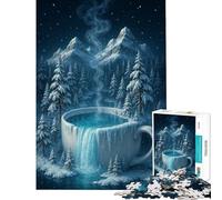 Jigsaw Puzzle 1000 Piece for Teenagers Winter Wonderland Coffee Cup Waterfall Challenging To Complete Wall Art Educational Game for And 14 Years And over (38x26cm)