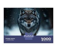 Jigsaw Puzzle 1000 Piece for Teenagers Wolf in Winter Snowfall Portrait Jigsaws for Adults Fun Games Perfect Decoration Help The Brain Exercise 38x26cm/1000pcs