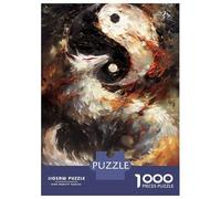 Jigsaw Puzzle 1000 Piece for Teenagers Yin And Yang Kitsune Fox Puzzles for Adults Brain Teaser Game Analysis And Logic Help The Brain Exercise 52x38cm/1000pcs