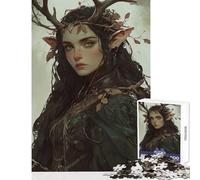 Jigsaw Puzzle 1000 Piece Forest Queen - Antlered Elf Portrait Educational Game Analysis And Logic Anti-Stress Toys Unique Birthday And Xmas Gifts (50X75cm)