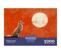 Jigsaw Puzzle 1000 Piece Fox And Moon Orange Painting Puzzles for Adults Relax Games Stress Reliever Deal As Gifts for The Whole Family 38x26cm/1000pcs