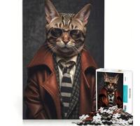 Jigsaw Puzzle 1000 Piece Gangster Bengal Cat, Hands-on Game, Train Your Brain And Hands, Unique Birthday And Xmas Gifts 38x52cm