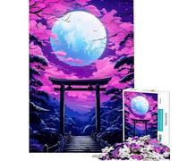 Jigsaw Puzzle 1000 Piece Gate Japan Moon Night Fun Activities at Home Hand Speed Race Educational Games for 14+ Puzzle Game Offered (38x52cm)