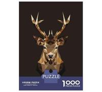 Jigsaw Puzzle 1000 Piece Geometric Deer Head Wall Art Print Puzzles for Adults Family Game Improve Memory Deal As Gifts for The Whole Family 38x26cm/1000pcs
