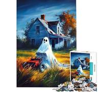 Jigsaw Puzzle 1000 Piece Ghost Mowing Mission Help The Brain Exercise Stress Reliever Hands-on Game Suitable for People Aged 14 And Above (38x26cm)