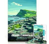 Jigsaw Puzzle 1000 Piece Giant's Causeway, Northern Ireland Illustration Fine Joint Fun Problem Solving Toy Quiet Game Time Xmas Decor Gift (50x75cm)