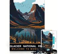 Jigsaw Puzzle 1000 Piece Glacier National Park Tight Fit Play Focus Training Fun Chill Play Time Xmas Leisure Gift (38x26cm)