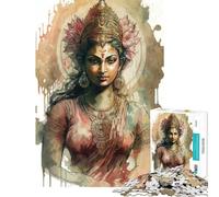 Jigsaw Puzzle 1000 Piece God Lakshmi Hinduism Help The Brain Exercise Stress Reliever Hands-on Game Suitable for People Aged 14 And Above (38x52cm)