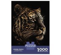 Jigsaw Puzzle 1000 Piece Gold Black Tiger Experessi Puzzles for Adults Relax Games Stress Reliever Deal As Gifts for The Whole Family 52x38cm/1000pcs