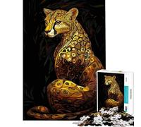 Jigsaw Puzzle 1000 Piece Golden Cheetah Gustav Art Help The Brain Exercise Stress Reliever Hands-on Game Suitable for People Aged 14 And Above (38x26cm)