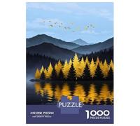 Jigsaw Puzzle 1000 Piece Golden Trees Reflecting in Lake Puzzles for Adults Relax Games Stress Reliever Deal As Gifts for The Whole Family 38x26cm/1000pcs