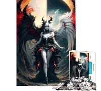 Jigsaw Puzzle 1000 Piece Gothic Angel And Devil Help The Brain Exercise Home Decoration Family Game for 14+ Puzzle Game Offered (38x52cm)
