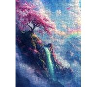 Jigsaw Puzzle 1000 Piece, Green Waterfall Puzzles for Adults 1000, Jigsaw Puzzle Games Classic Educational, Wooden Puzzles, The Impossible Challenge, for Home Wall Decoration Gift BXHZW1-625