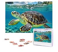 Jigsaw Puzzle 1000 Piece Hawaiian Tapa Honu Turtle Puzzles for Adults Custom Puzzles from Photos Personalized Picture Wooden Puzzle Gifts for Family Wedding Birthdays Anniversaries