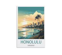 Jigsaw Puzzle 1000 Piece，Honolulu Hawaii Posters Classic Puzzle Kids Puzzle Challenging And Difficult Puzzles for Adults And Teens 52x38cm
