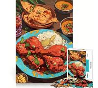 Jigsaw Puzzle 1000 Piece Indian Cuisine Still Life Flawless Fit Art Thinking Skill Game Rest Time Play Christmas Art Gift (38x26cm)