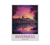 Jigsaw Puzzle 1000 Piece，Inverness Vintage Travel Poster, Scotland，Adult Puzzle DIY Kit Paper Puzzle Modern Home Decor Unique Gift（50x70CM）-AR27