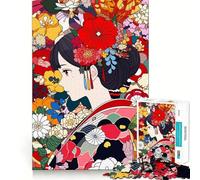 Jigsaw Puzzle 1000 Piece Japan Kawaii Girl Flower Tight Fit Play Focus Training Fun Chill Play Time Xmas Leisure Gift (38x26cm)
