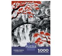 Jigsaw Puzzle 1000 Piece Japanese Bridge Ink Wash Puzzles for Adults Relax Games Stress Reliever Deal As Gifts for The Whole Family 52x38cm/1000pcs