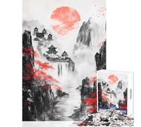 Jigsaw Puzzle 1000 Piece Japanese Mountain Temple Anti-Stress Toys Great Gift for Games for Educational Game Artists Collection, Fine Art Size 50x75cm