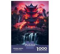 Jigsaw Puzzle 1000 Piece Japanese Temple Waterfall Puzzles for Adults Anti-Stress Toys Presents for Women Unique Birthday And Gifts 70x50cm/1000pcs