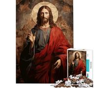 Jigsaw Puzzle 1000 Piece Jesus Christ Portrait with Halo Jigsaw Puzzle 1000 Home Decoration Toys Perfect Decoration for Is Ideal As A Gifts (38x52cm)