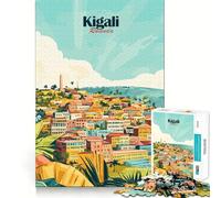 Jigsaw Puzzle 1000 Piece Kigali Rwanda Cityscape Illustration Flawless Fit Art Thinking Skill Game Rest Time Play Christmas Art Gift (38x26cm)