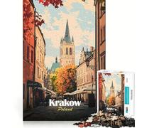 Jigsaw Puzzle 1000 Piece Krakow, Poland Cityscape Art Tight Fit Play Focus Training Fun Chill Play Time Xmas Leisure Gift (38x26cm)