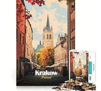 Jigsaw Puzzle 1000 Piece Krakow, Poland Cityscape Art Tight Fit Play Focus Training Fun Chill Play Time Xmas Leisure Gift (50x75cm)