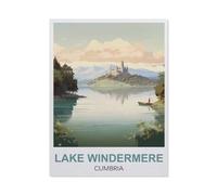 Jigsaw Puzzle 1000 Piece，Lake Windermere Cumbria Vintage Travel Poster，Classic Puzzle Adult Puzzle DIY Kit Paper Toy Unique Gift Modern Home Decor（50x70CM）-CQ39