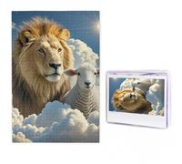 Jigsaw Puzzle 1000 Piece Lamb with A Lion Clouds Puzzles for Adults Custom Puzzles from Photos Personalized Picture Wooden Puzzle Gifts for Family Wedding Birthdays Anniversaries