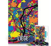 Jigsaw Puzzle 1000 Piece Liège Luik Belgium City Map Art Fine Joint Fun Problem Solving Toy Quiet Game Time Xmas Decor Gift (38x26cm)