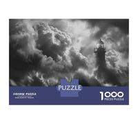 Jigsaw Puzzle 1000 Piece Lighthouse Storm Waves Puzzles for Adults Family Game Improve Memory Deal As Gifts for The Whole Family 38x26cm/1000pcs