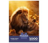 Jigsaw Puzzle 1000 Piece Lion Lioness Romantic Love Puzzles for Adults Relax Games Stress Reliever Deal As Gifts for The Whole Family 52x38cm/1000pcs