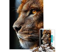 Jigsaw Puzzle 1000 Piece Lion Profile Close-Up Help The Brain Exercise Stress Reliever Hands-on Game Suitable for People Aged 14 And Above (38x52cm)