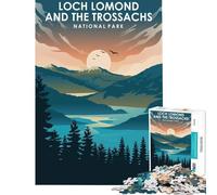 Jigsaw Puzzle 1000 Piece Loch Lomond National Park Practical Game Addictive Toys to Cultivate Patience Art Work Gifts Home Decoration (Size 38x26cm)