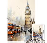 Jigsaw Puzzle 1000 Piece London Educational Toy Secret Santa Gifts Relaxing Games with Matching Poster And Trivia Sheet Size 38x26cm