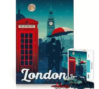 Jigsaw Puzzle 1000 Piece London UK Travel Poster Fine Joint Fun Problem Solving Toy Quiet Game Time Xmas Decor Gift (50x75cm)